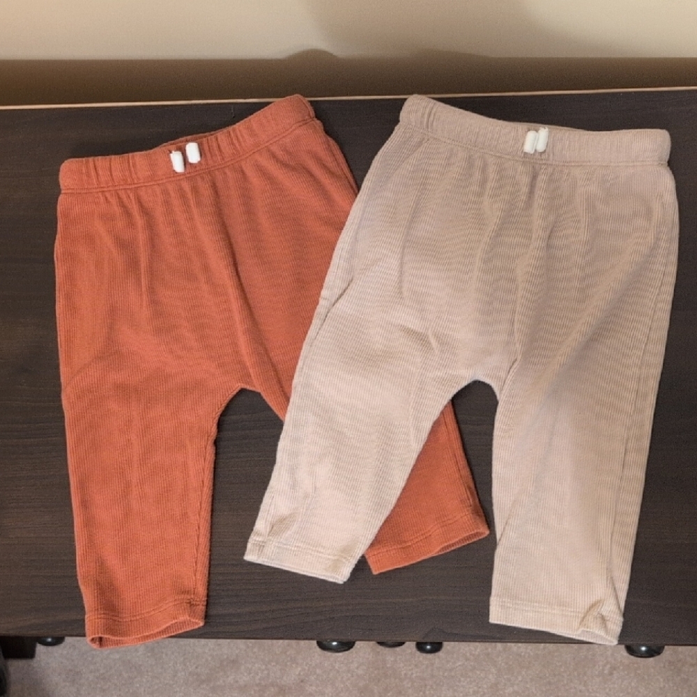 Kids' Soft Sweatpants Set - Terracotta and Beige